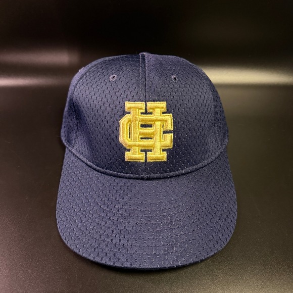 Holy Cross Proline Fitted‎ Hat Cap Mesh Embroidered Logo Baseball Navy Blue - Picture 1 of 3